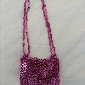 Paco Rabanne Metallic Pink Mini Chainmail Shoulder Bag